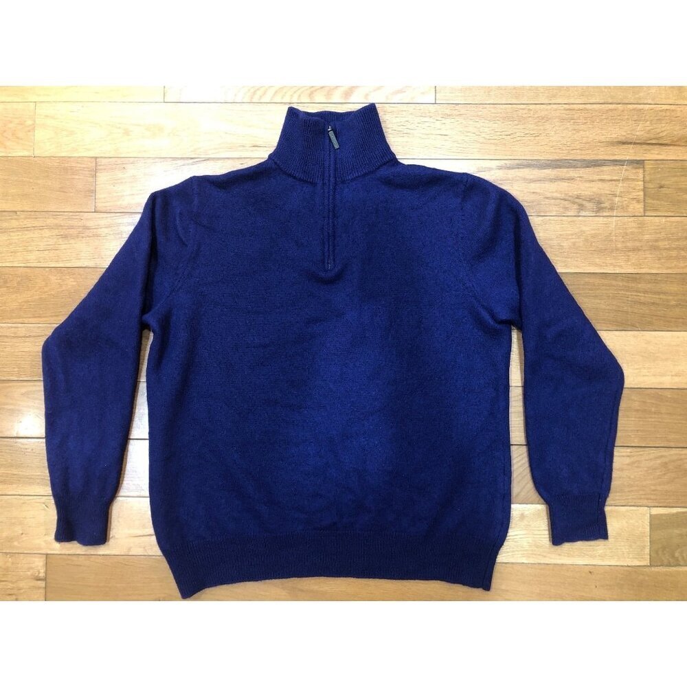 Jeremy Argyle NYC 100% Merino Wool 1/4 Zip Navy Sweater Size L